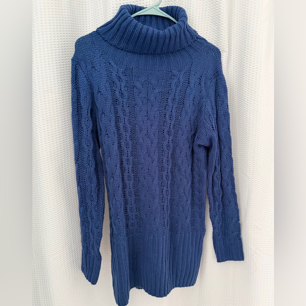Annabelle Navy Cable Knit Turtleneck Sweater/Dress